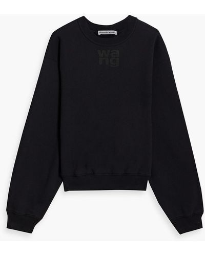 T By Alexander Wang Appliquéd Cotton-blend Fleece Sweatshirt - Black