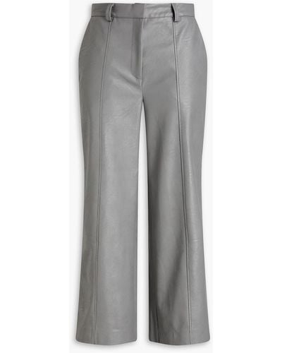 Each x Other Cropped Faux Leather Wide-leg Pants - Gray