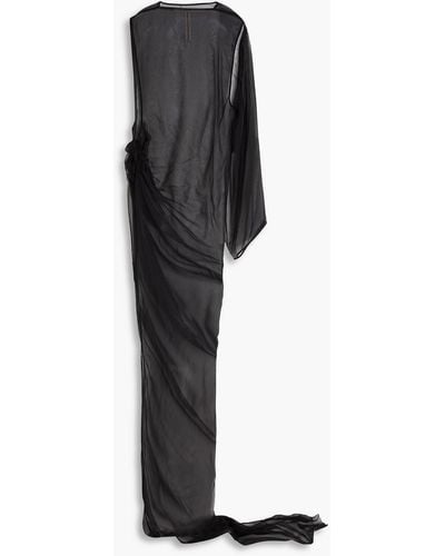 Rick Owens Twist-front Cutout Cupro And Chiffon Gown - Black