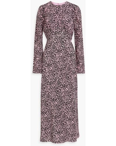 Les Rêveries Pleated Leopard-print Silk Crepe De Chine Maxi Dress - Purple