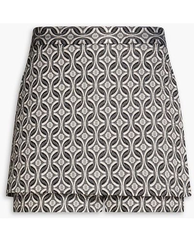 Maje Layered Metallic Jacquard Shorts - White