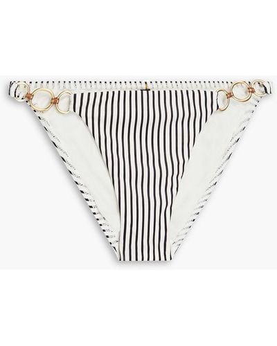 ViX Amalfi tief sitzendes bikini-höschen mit streifen und ringverzierungen - Weiß
