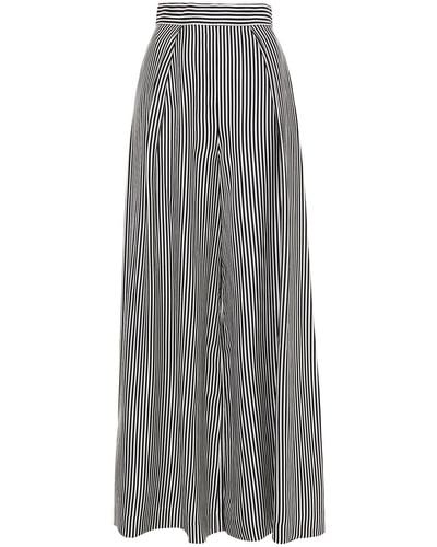 Zimmermann Pleated Striped Satin-twill Wide-leg Pants - Gray