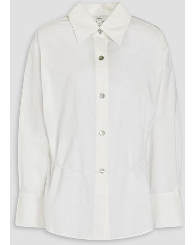 Vince Belted Cotton-poplin Shirt - White