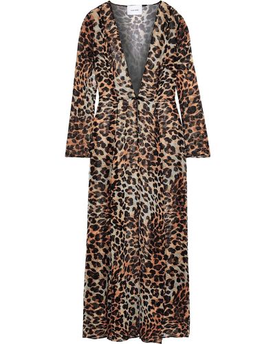 We Are Leone Leopard-print Silk-chiffon Robe - Multicolor