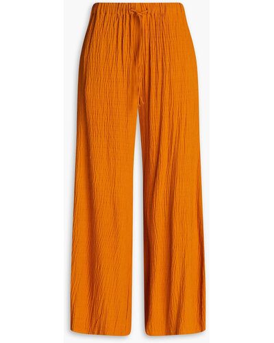 By Malene Birger Pisca Seersucker Wide-leg Pants - Orange