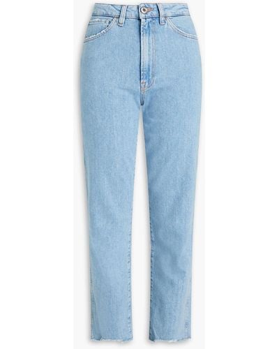 3x1 Claudia hoch sitzende jeans mit schmalem bein in distressed- und ausgewaschener optik - Blau