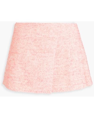 Maje Janello Pleated Wrap-effect Bouclé-tweed Mini Skirt - Pink