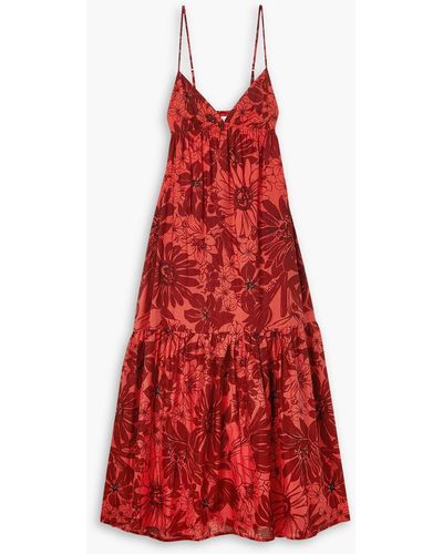 Faithfull The Brand Anisha Floral-print Cotton-voile Maxi Dress - Red
