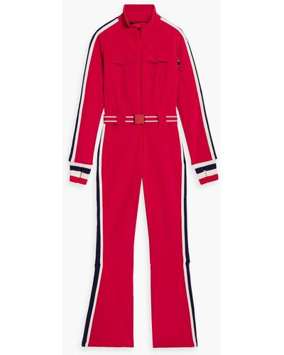 Perfect Moment Crystal Striped Ski Suit - Red