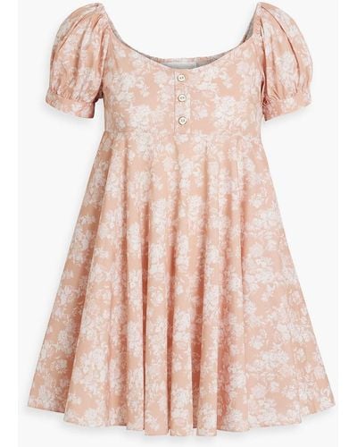 Caroline Constas Dina Floral-print Cotton-blend Poplin Mini Dress - Pink