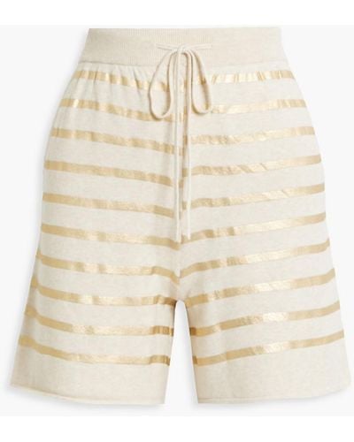 Majestic Filatures Metallic Striped Cotton-blend Shorts - Natural