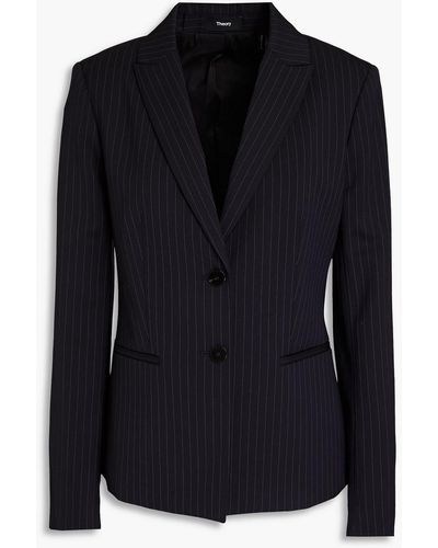 Theory Pinstriped Wool-blend Twill Blazer - Blue