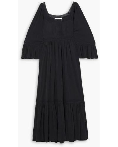 See By Chloé Crocheted Lace-trimmed Cotton-jersey Maxi Dress - Black