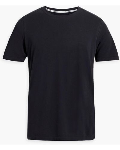 Hamilton and Hare Piqué-trimmed Cotton-jersey T-shirt - Black