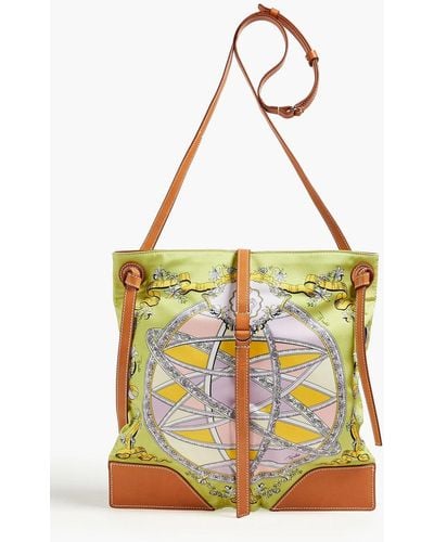 Emilio Pucci Leather-trimmed Printed Satin-twill Shoulder Bag - Green