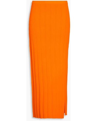 FRAME Cutout Ribbed-knit Maxi Skirt - Orange