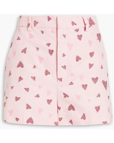 RED Valentino Fil Coupé Cotton-twill Shorts - Pink