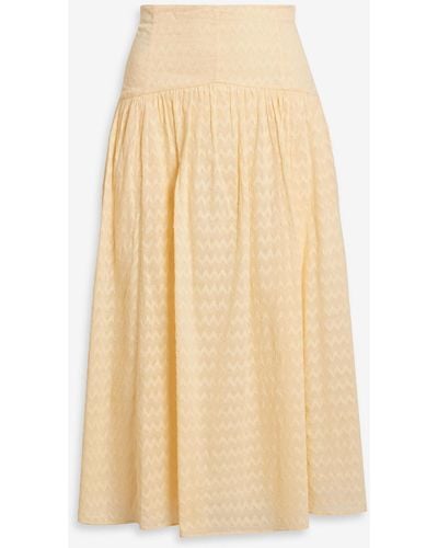 Joie Brixerley Gathered Cotton-jacquard Midi Skirt - Natural