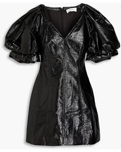 A.L.C. Park Crinkled Faux Leather Mini Dress - Black