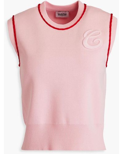 Claudie Pierlot Embroidered Knitted Vest - Pink