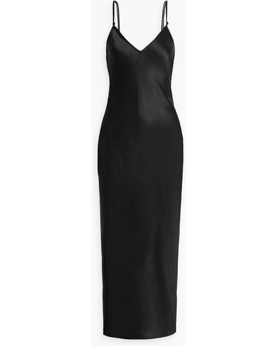 FRAME Silk-satin Midi Slip Dress - Black