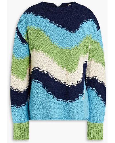 Marni Color-block Cotton Sweater - Blue