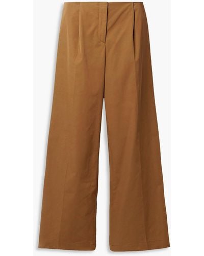 Interior Leila Embroidered Woven Wide-leg Pants - Natural