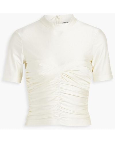 T By Alexander Wang Ruched Satin-jersey Top - White