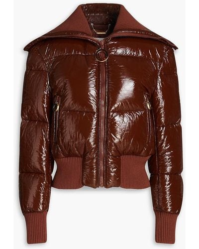 Zimmermann Quilted Faux Patent-leather Down Jacket - Brown