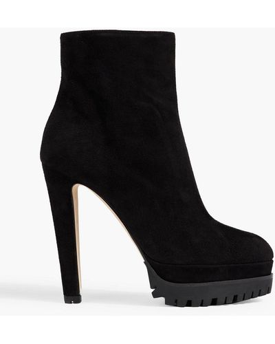Sergio Rossi Shana 090 Suede Ankle Boots - Black