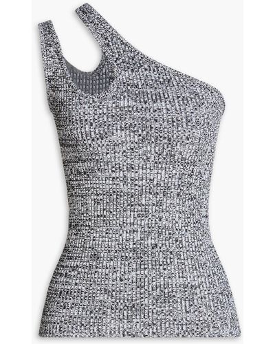 REMAIN Birger Christensen Jeanne One-shoulder Cutout Ribbed-knit Top - Grey
