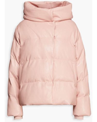Jakke Patricia Quilted Faux Leather Hooded Jacket - Pink
