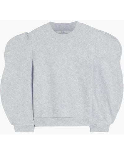Tibi Scallop Mélange French Cotton-terry Sweatshirt - Gray