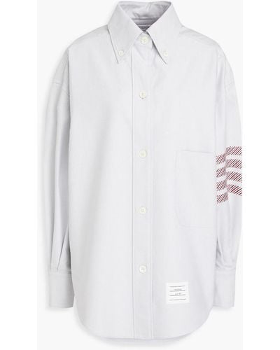 Thom Browne Appliquéd Striped Cotton Oxford Shirt - White