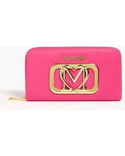 Love Moschino Gold Rush Embellished Faux Leather Wallet - Pink