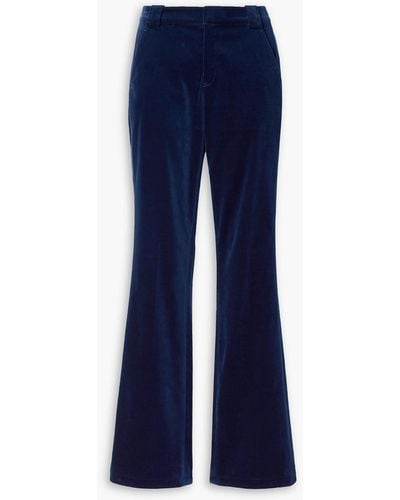 A.L.C. Sophie Cotton-blend Velvet Straight-leg Trousers - Blue