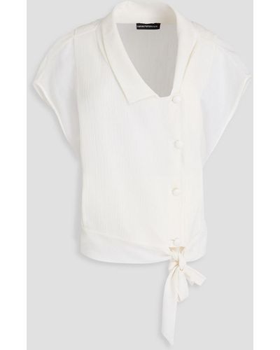 Emporio Armani Bluse aus krepon aus einer baumwoll-seidenmischung - Weiß