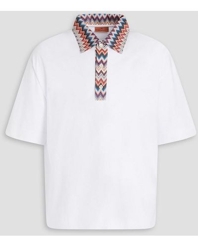 Missoni Crochet Knit-trimmed Cotton-jersey Polo Shirt - White