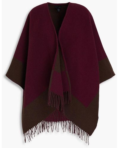 Rag & Bone Highlands Reversible Fringed Wool-blend Jacquard Poncho - Purple