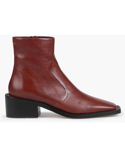 MM6 by Maison Martin Margiela Leather Ankle Boots - Brown