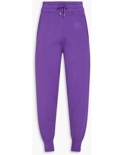 Sandro Embroidered French Terry Track Pants - Purple