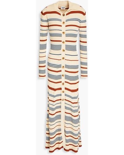 Claudie Pierlot Monman Striped Ribbed-knit Maxi Dress - Metallic