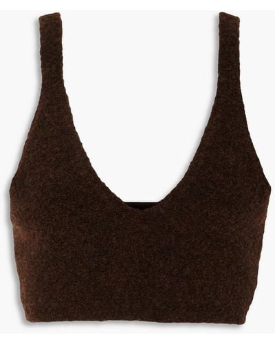 Nanushka Zosia Bouclé-knit Merino Wool-blend Bra Top - Brown