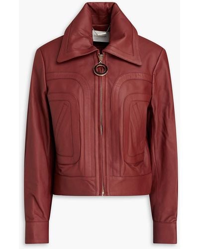 Zimmermann Cropped Leather Jacket - Red