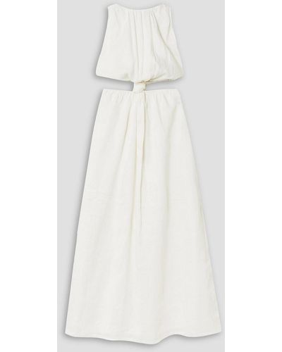 Faithfull The Brand Zeta Cutout Linen Midi Dress - White