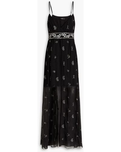 Amiri Embellished Silk-chiffon Maxi Dress - Black