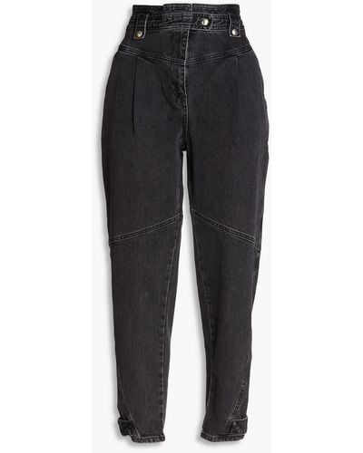 IRO Cropped High-rise Tapered Jeans - Black