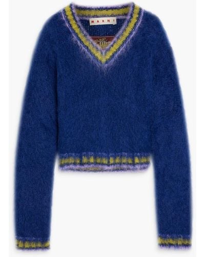 Marni Striped Mohair-blend Sweater - Blue