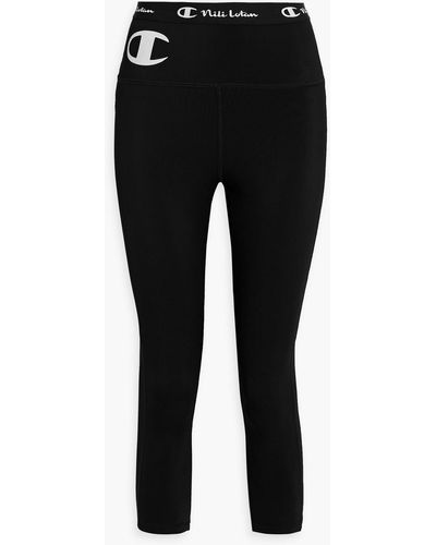 Nili Lotan Cropped Printed Stretch leggings - Black